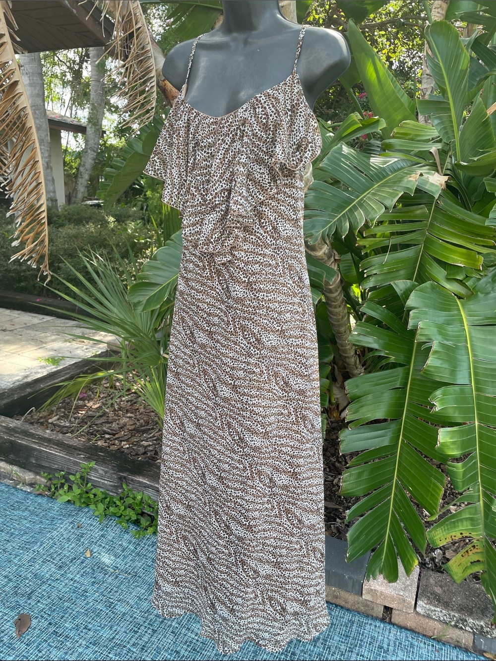 Leopard ruffled slip dress
